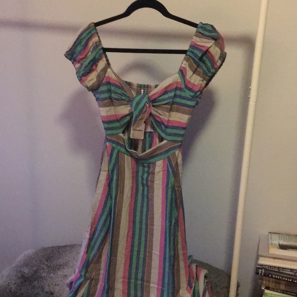 Free People Tie Front Midi Dress